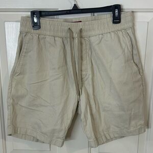 UNTUCKit Whitley Chino Shorts Elastic Drawstring Beige Mens Medium Cotton Linen